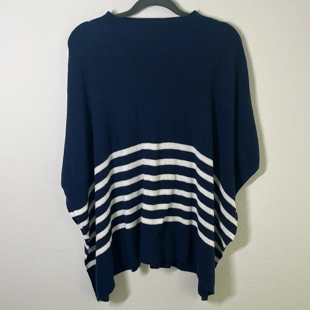 J.Crew Navy Blue Stripe Knit Poncho | One Size